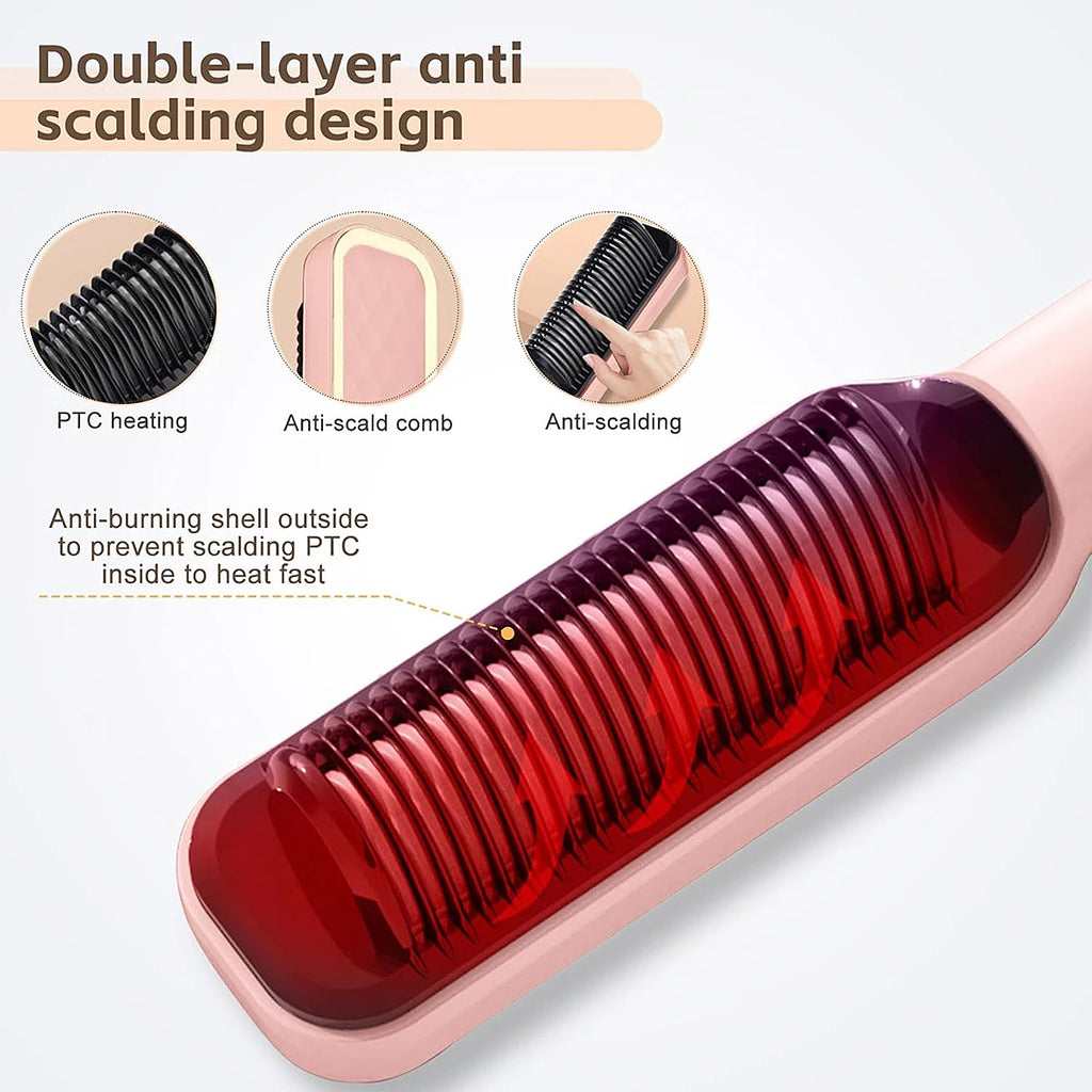 Electric Hot Comb Hair Straightener | Fast Heating Comb Multifunctional Ionic Hair Straightener Curler Brush