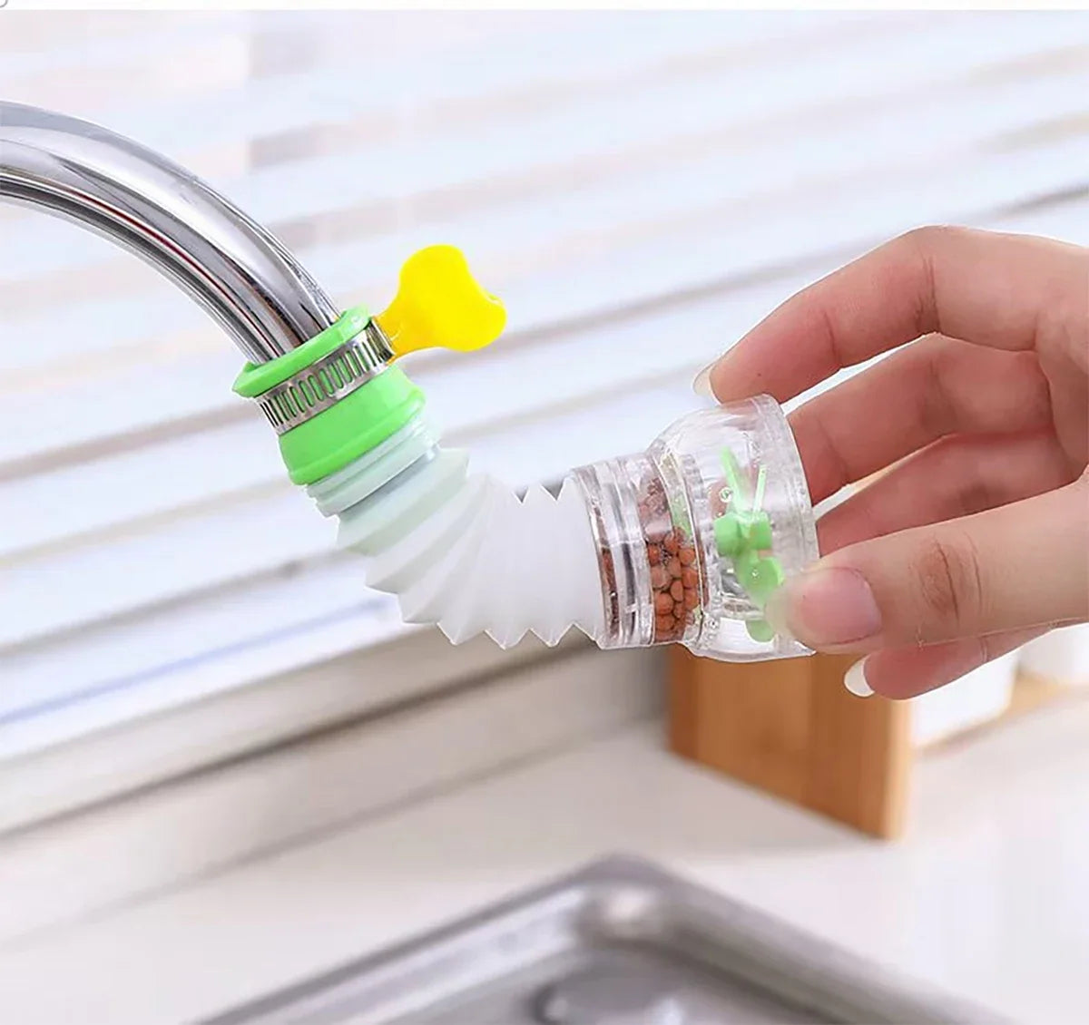 Adjustable Water Saving Tap Shower with Clip| Flexible Rotatable Nozzle, Kitchen Sink Extension Spray Head