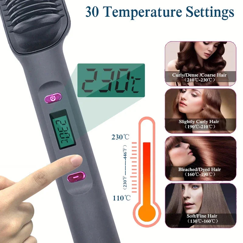 Electric Hot Comb Hair Straightener | Fast Heating Comb Multifunctional Ionic Hair Straightener Curler Brush