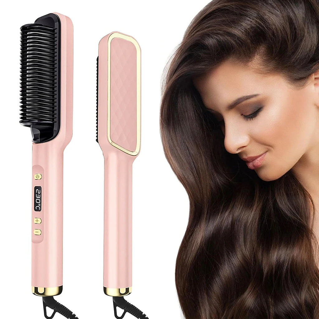 Electric Hot Comb Hair Straightener | Fast Heating Comb Multifunctional Ionic Hair Straightener Curler Brush