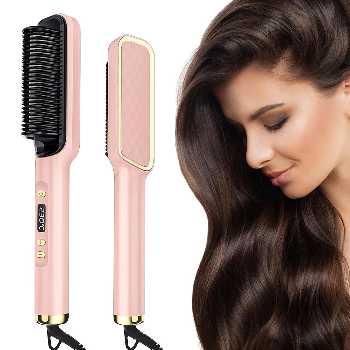 Electric Hot Comb Hair Straightener | Fast Heating Comb Multifunctional Ionic Hair Straightener Curler Brush